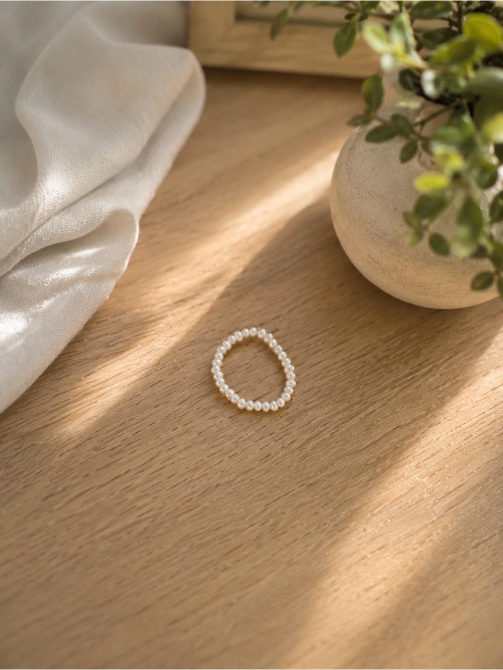 Handcrafted Faux Pearl Stretch Ring | Minimalist Statement Ring